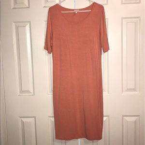 Solid Coral LuLaRoe Julia Dress - Size XL